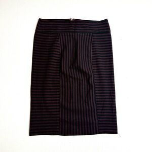 LOFT Black and Burgundy Striped High Waist Pencil Skirt Size 0